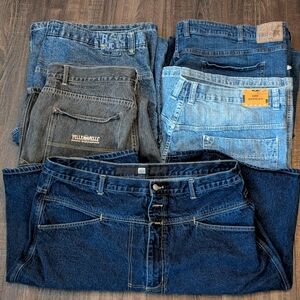 Vtg Lot Of 5 Pairs Denim Jean Shorts Big & Tall Mens